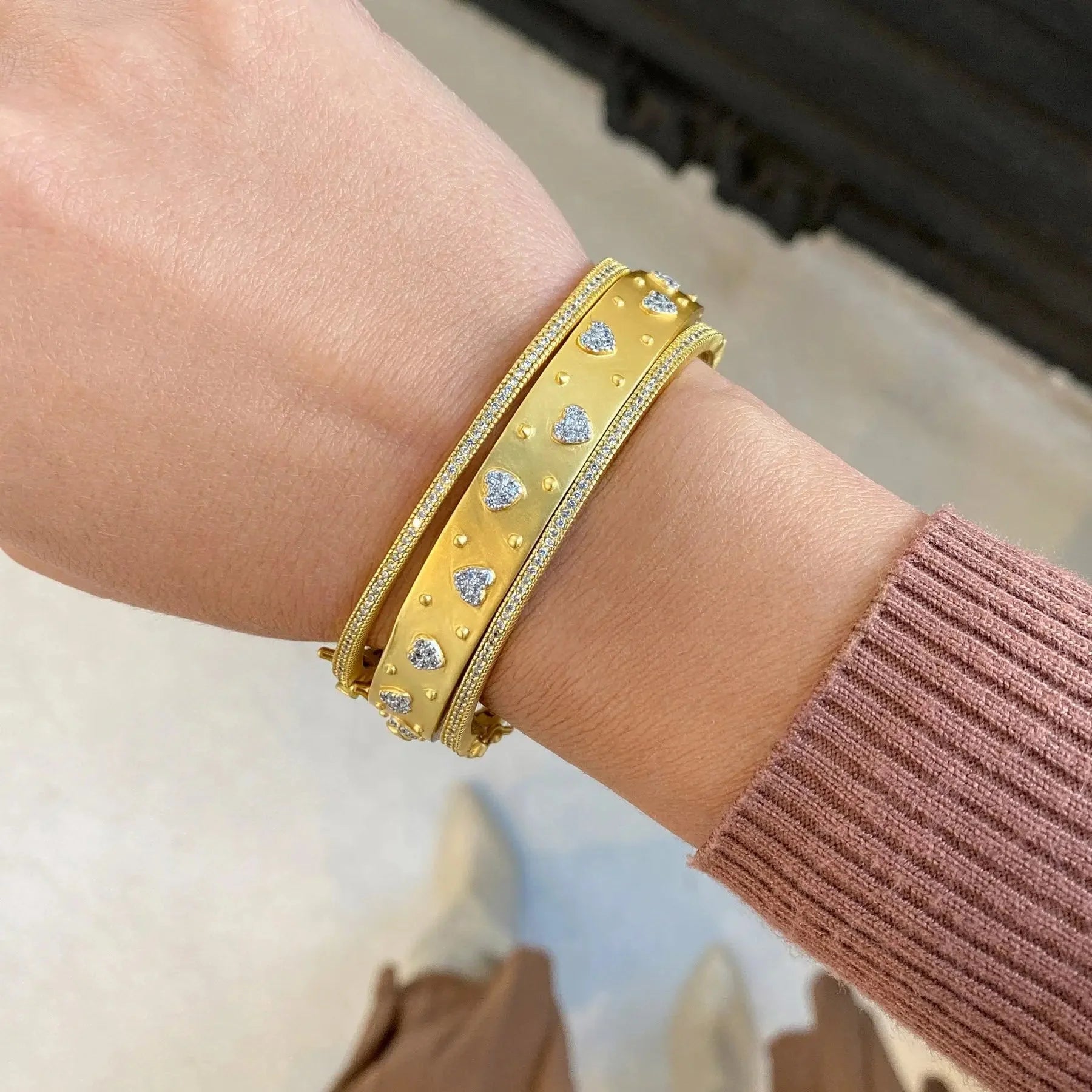 Gold Pave Thin Hinged Bangle、mySite、elrpsem3k