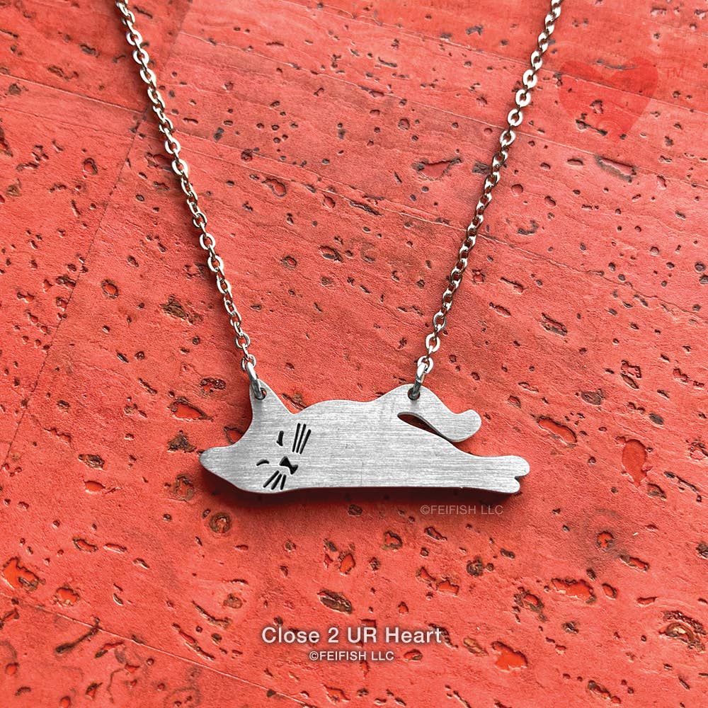 Sleepy Cat Stainless Steel Necklace、mySite、g9winljtr