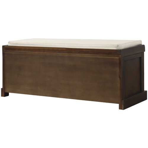 TREXM Rustic Storage Bench with 3 Removable Classic Rattan Basket , Entryway Bench with Removable Cushion (White Washed)、、casual