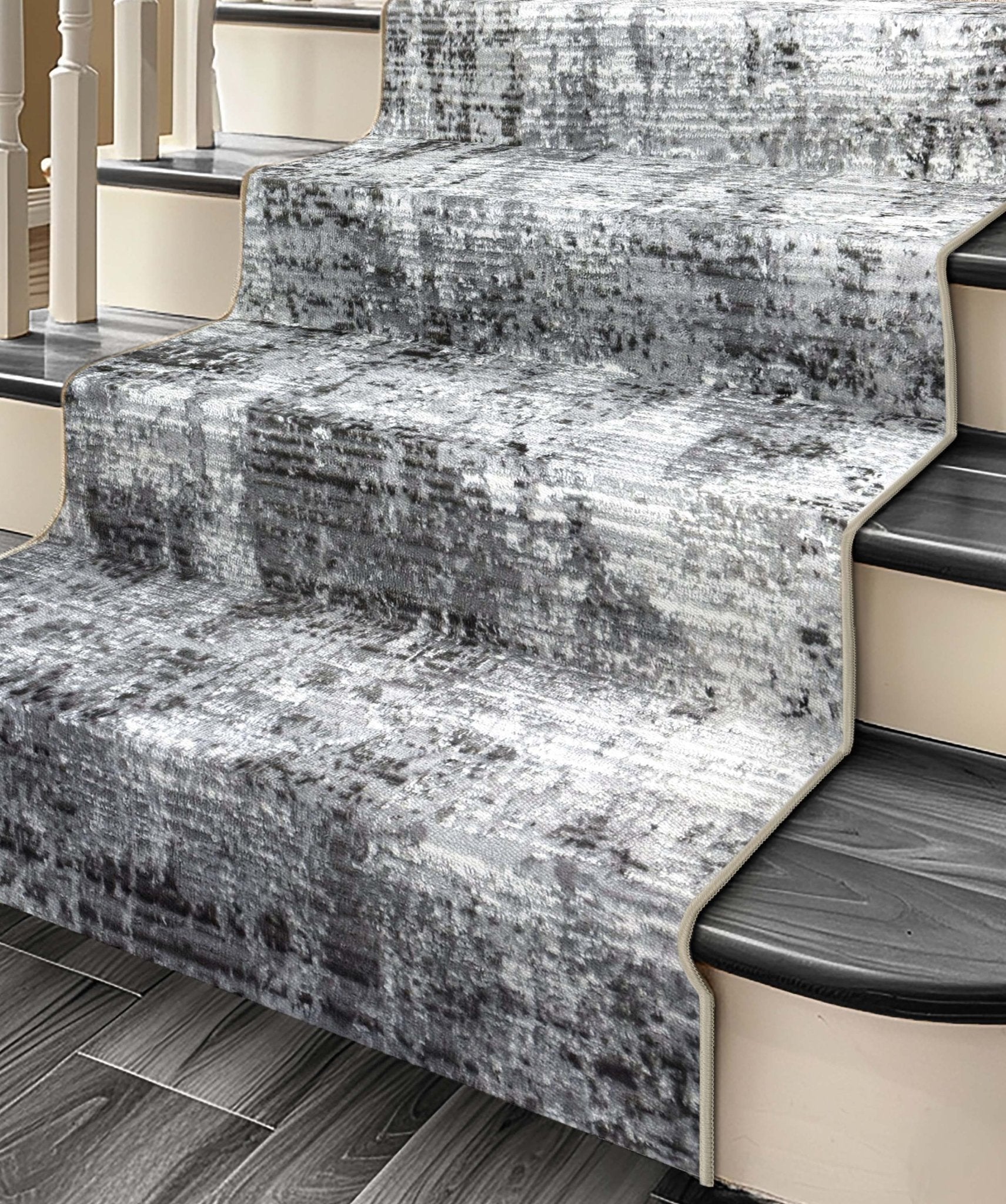 Custom Size Runner Mirabelle Abstract Light Grey Choose Your Width x Choose Your Length Runner Rug - Perfect For Hallway, Stairs & Kitchen、mySite、gigharbornorthrealestate