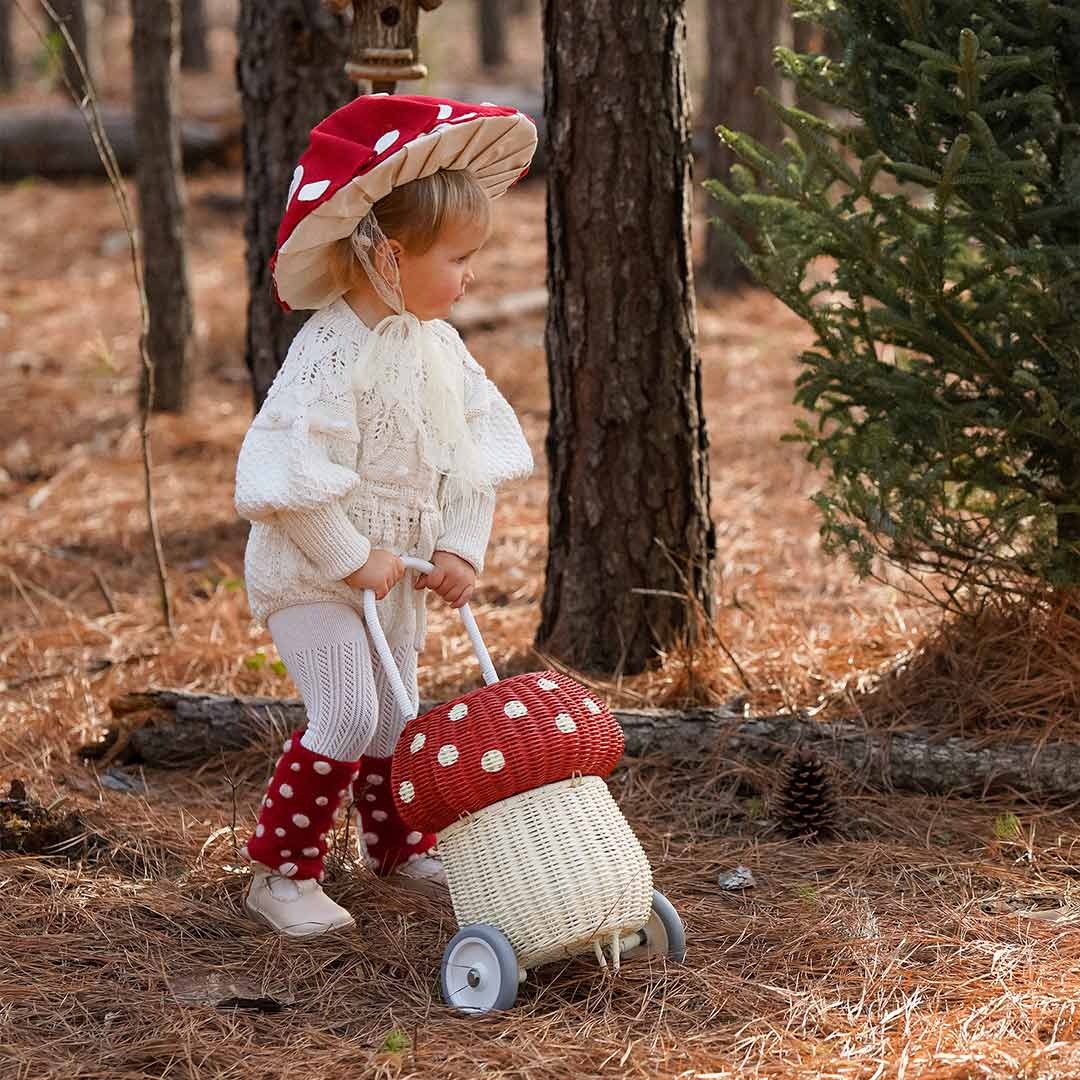  Olli Ella Rattan Mushroom Luggy - Red、mySite、merchandisen