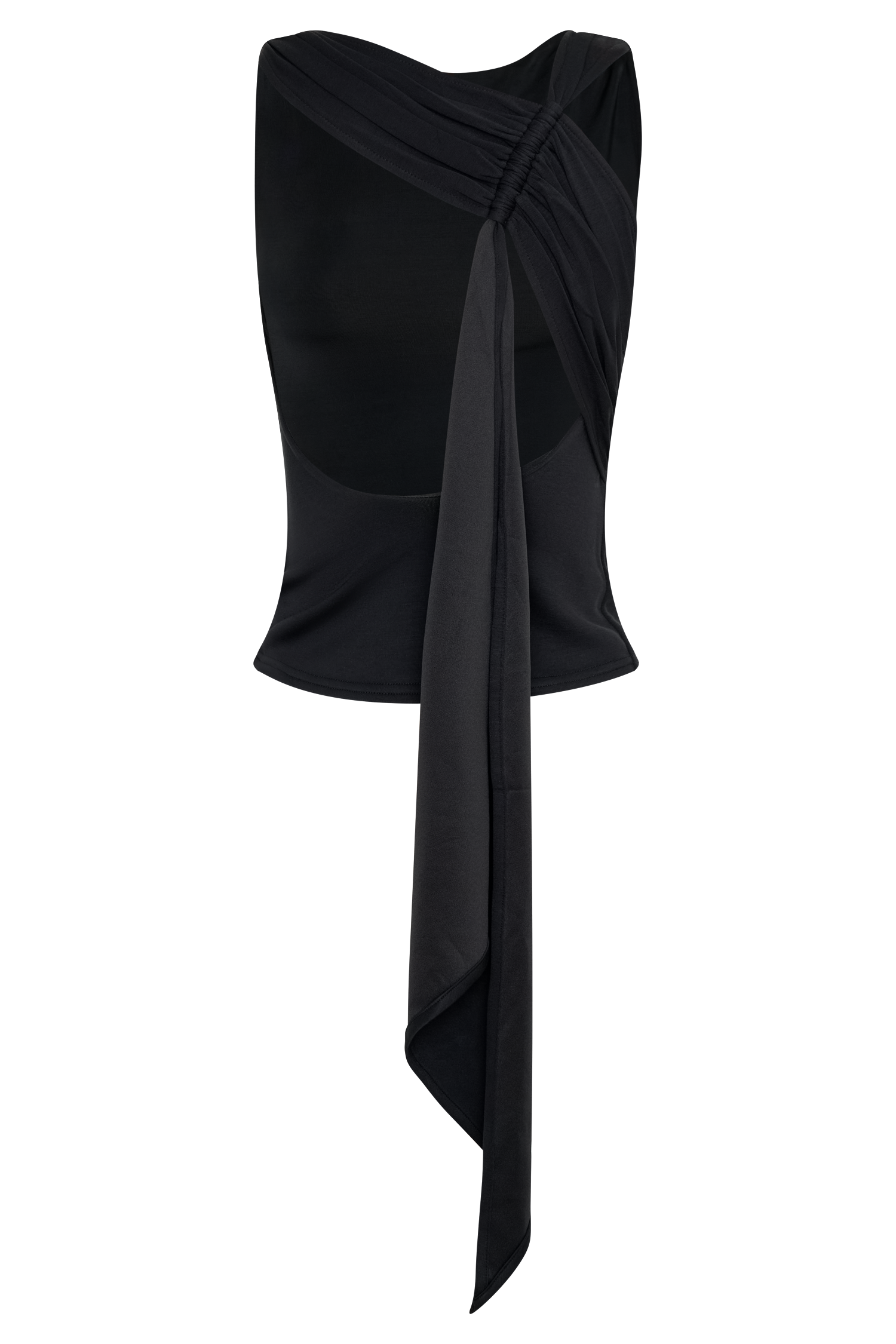 Catelyn Asymmetrical Scuba Jersey Top - Black、mySite、solidvoid