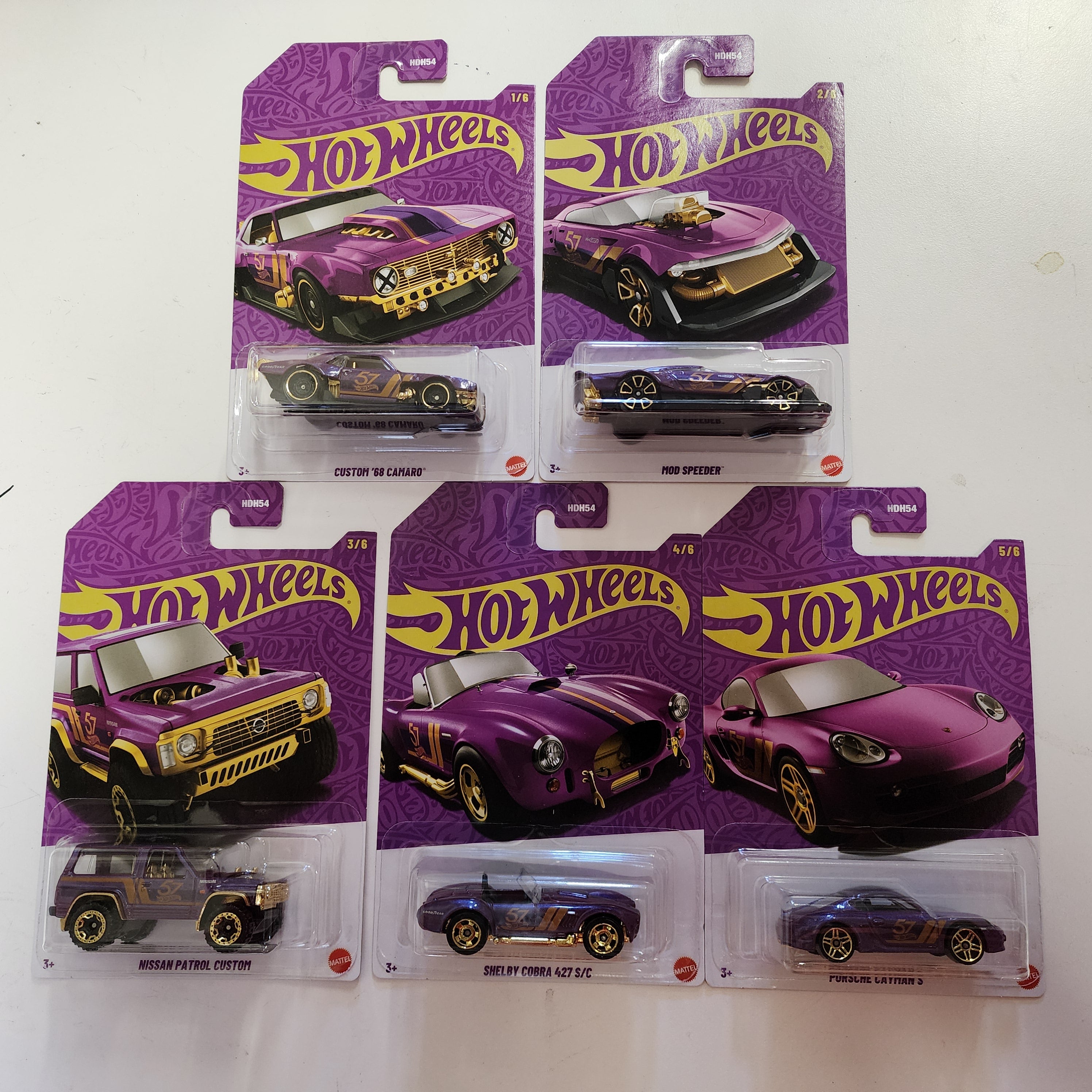 5 Car Base Set * 2025 Hot Wheels Pearl & Chrome 57th Anniversary * NEW!! Mix 2、mySite、hgirdovlk