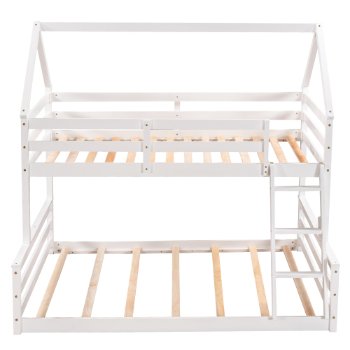Twin over Twin Low Bunk Bed, House Bed with Ladder , Gray(OLD SKU:WF197808AAE)、、casual