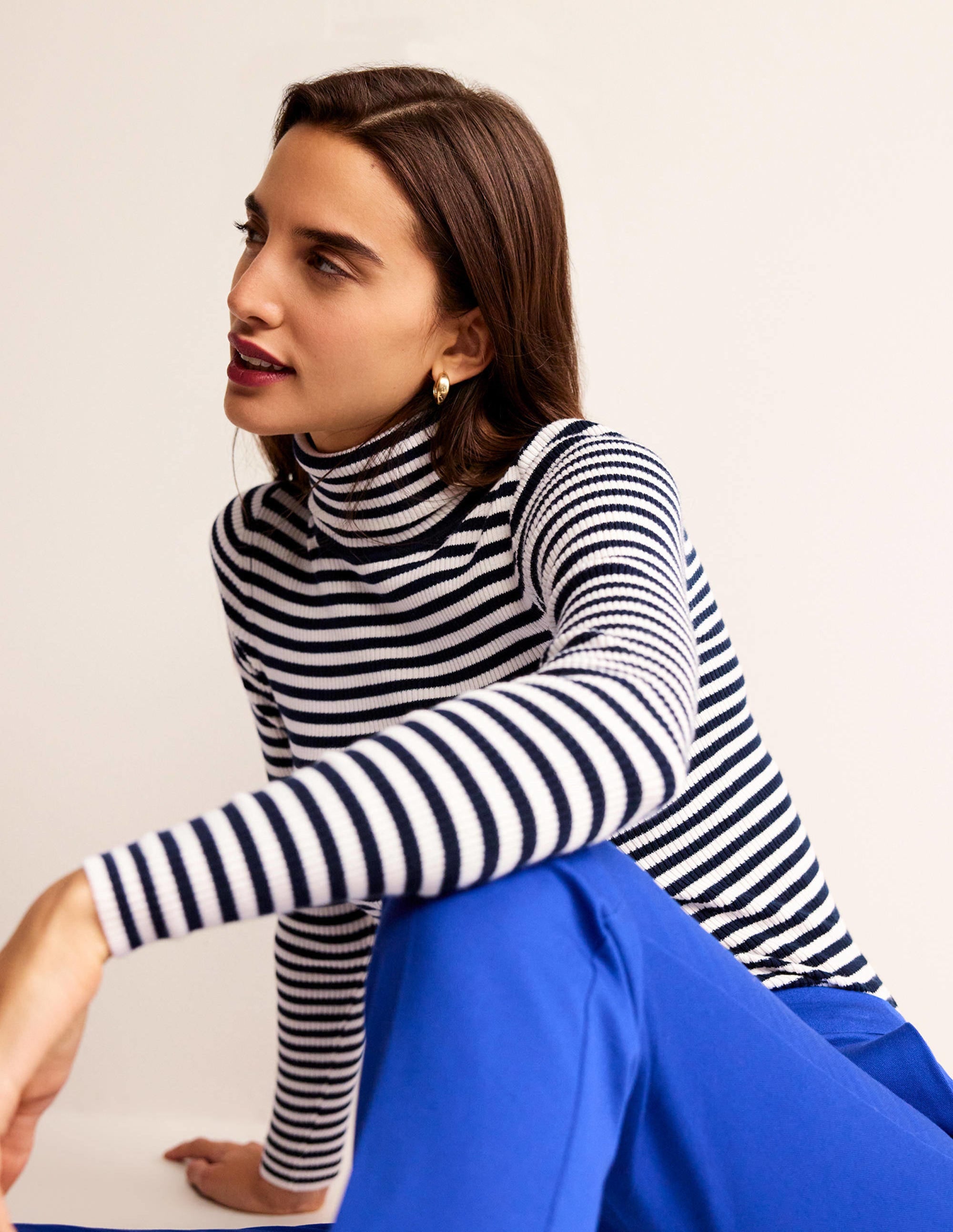  Catriona Roll Neck Jumper-Navy and Ivory、mySite、ashleygrahame