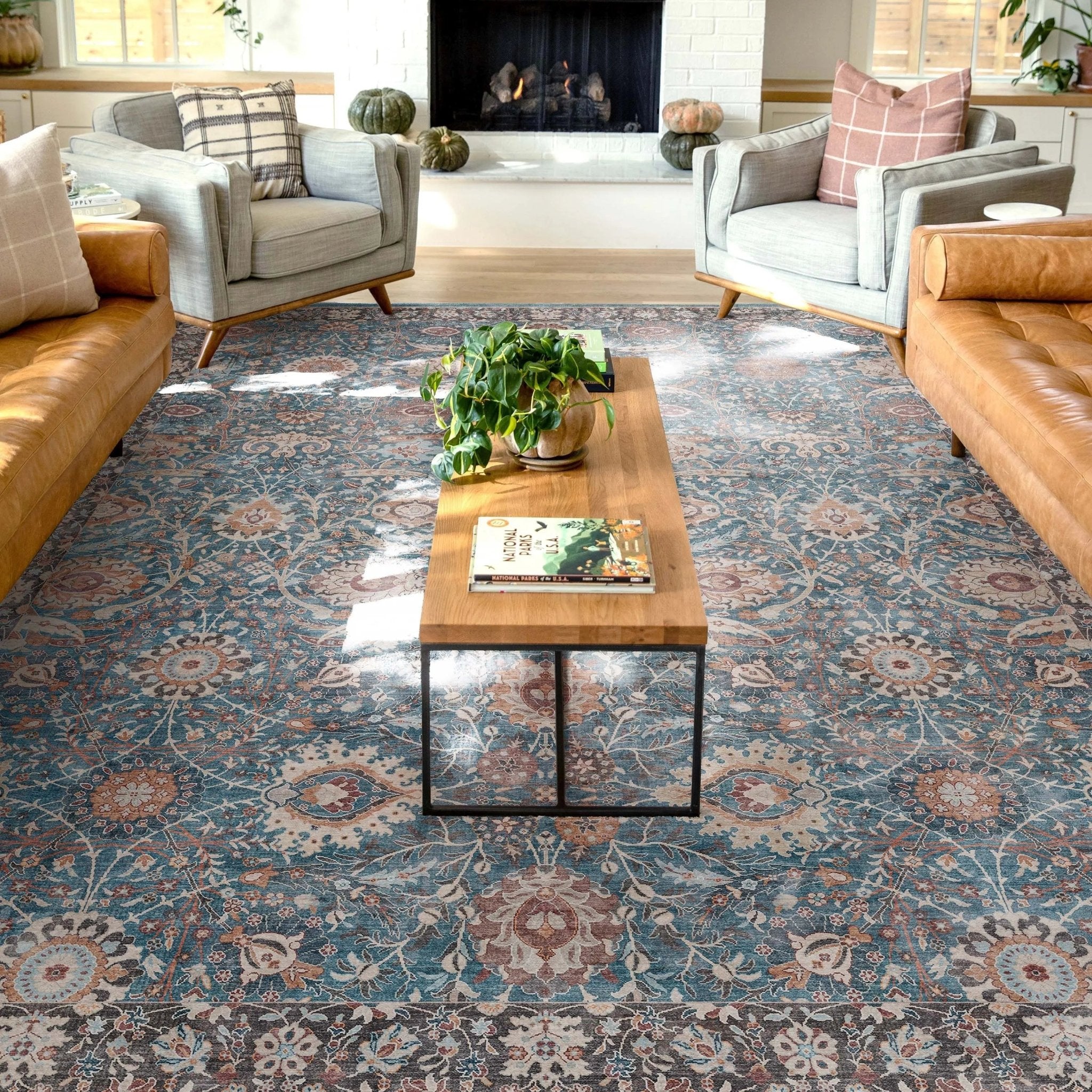 Liana Vintage Oriental Teal Flat-Weave Rug、mySite、gigharbornorthrealestate