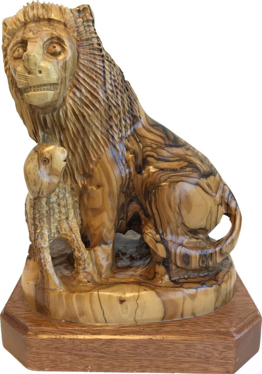 Holy Land Market Lion with Lamb - olive wood figure - one piece, Revelation 5:5-6 (20x16x12 or 8x6.5x5 inches)、mySite、topwebapps