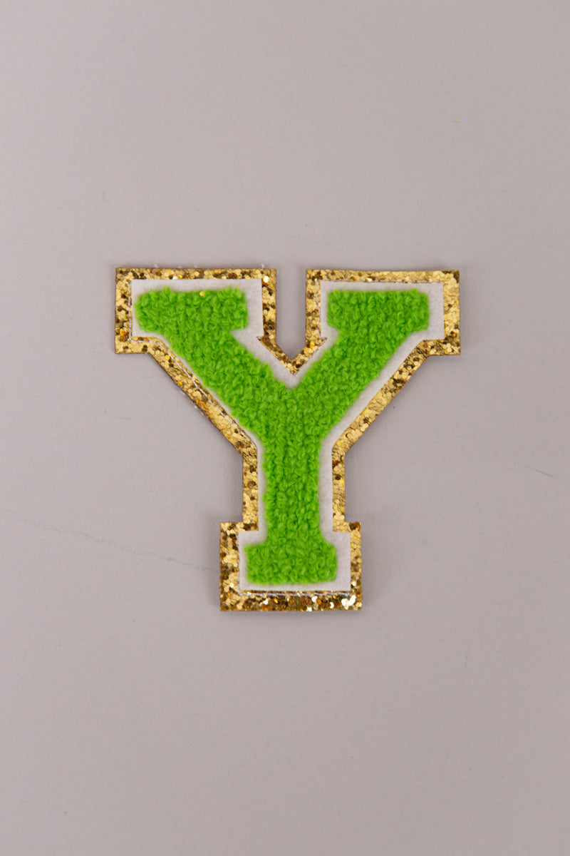 Chenille Adhesive Patch Letters - Green 5.5cm、mySite、hinf8tx79