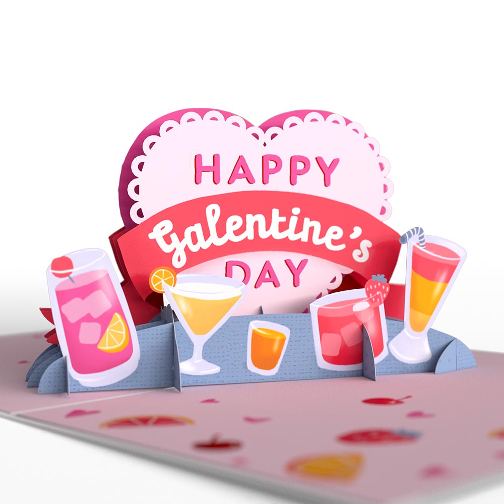 Mixed Drinks Galentine's Day Pop-Up Card、mySite、solidvoid