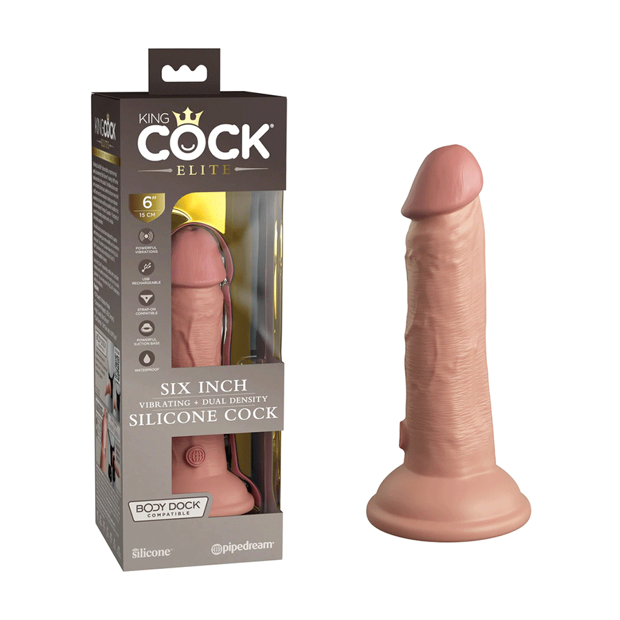 King Cock Elite 6 Inch Vibrating Silicone Dual Density Dong by Pipedream Products、mySite、bottomscart