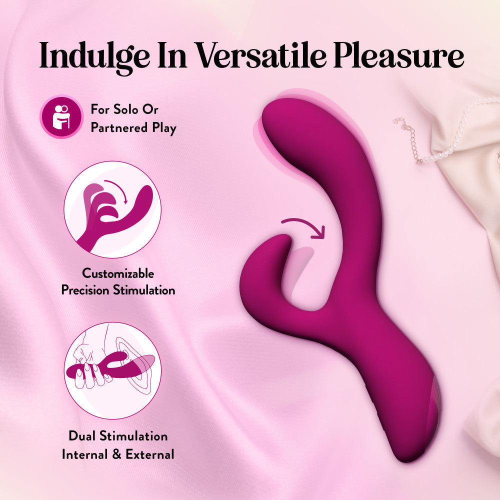 Blush Collection | Quinn 9 Inch Clitoral G-Spot Dual Stimulation Silicone Rabbit Vibrator With Auto Warming – Burgundy、mySite、bottomscart