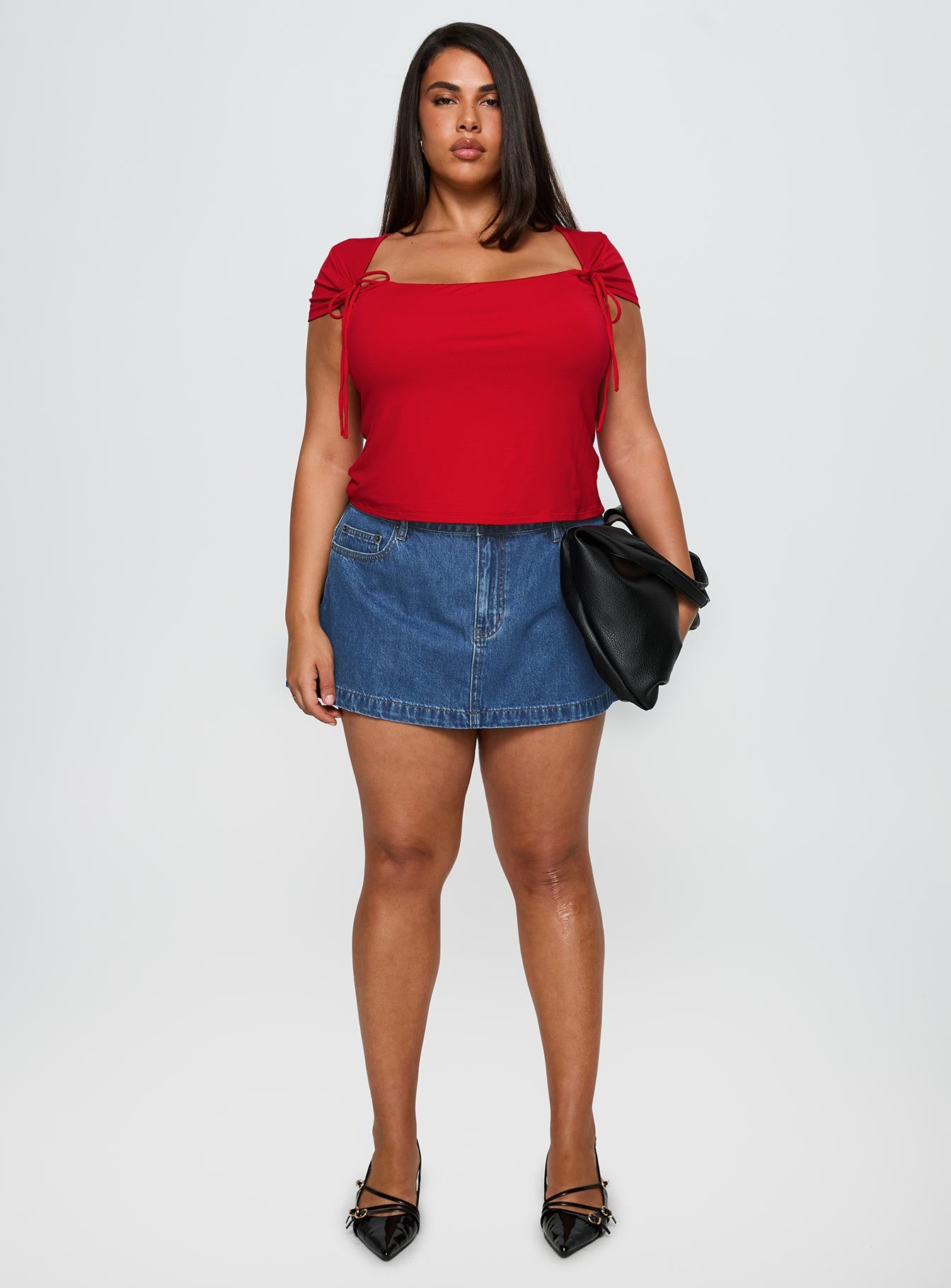 Nicolina Low Rise Denim Mini Skirt Light Wash Curve、mySite、solidvoid