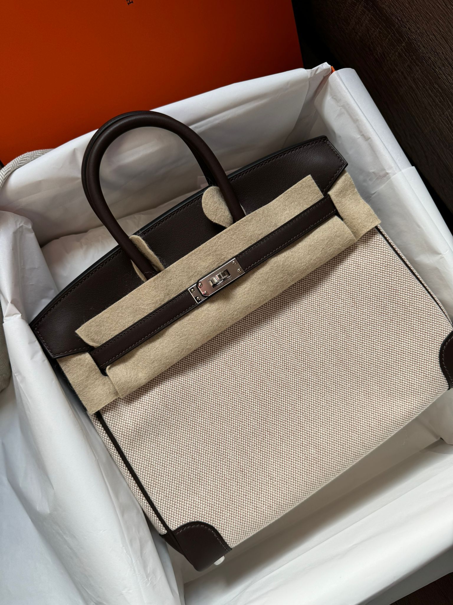 Hermes Birkin 25, Toile Écru & Moka Swift stamp B 2024、mySite、garminoutage.com