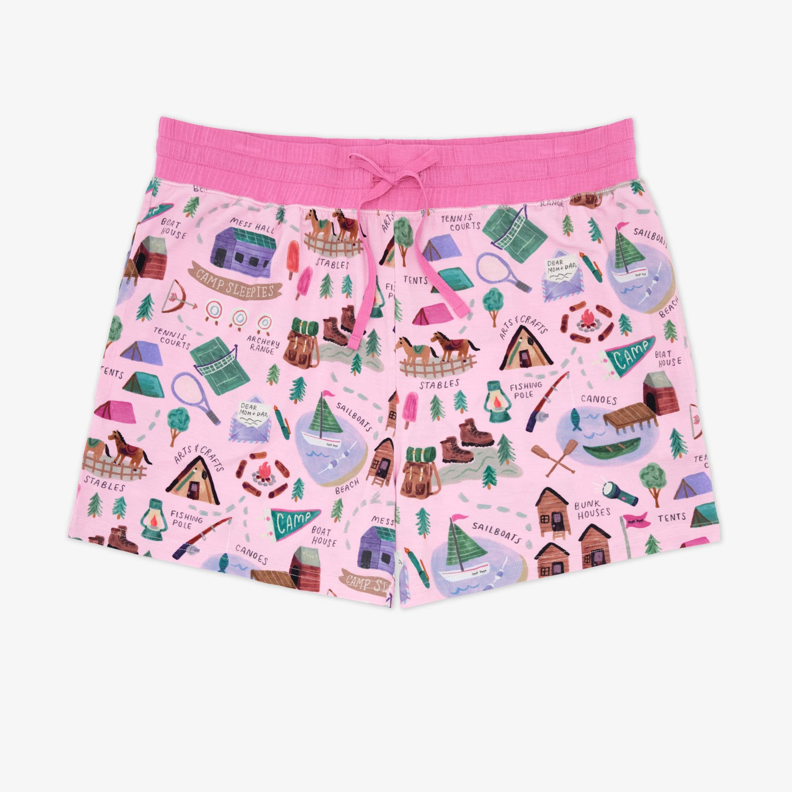 Pink Camp Sleepies Women's Pajama Shorts、mySite、g9winljtr