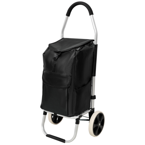 Shopping Stair Trolley with Wheels,Trolley Black Foldable Shopping Cart,Removable Shopping Oxford Waterproof Bag,Stainless Steel Triangular Wheels, Black、、eastwooduniform