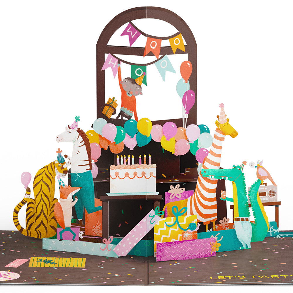 Party Animals Birthday Pop-Up Card、mySite、solidvoid