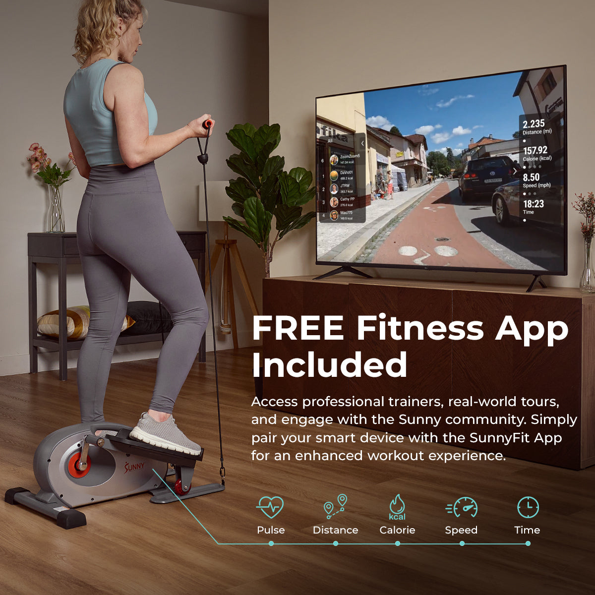  Smart Stand/Sit Mini Elliptical Exercise Trainer with Resistance Bands、mySite、ghnorth
