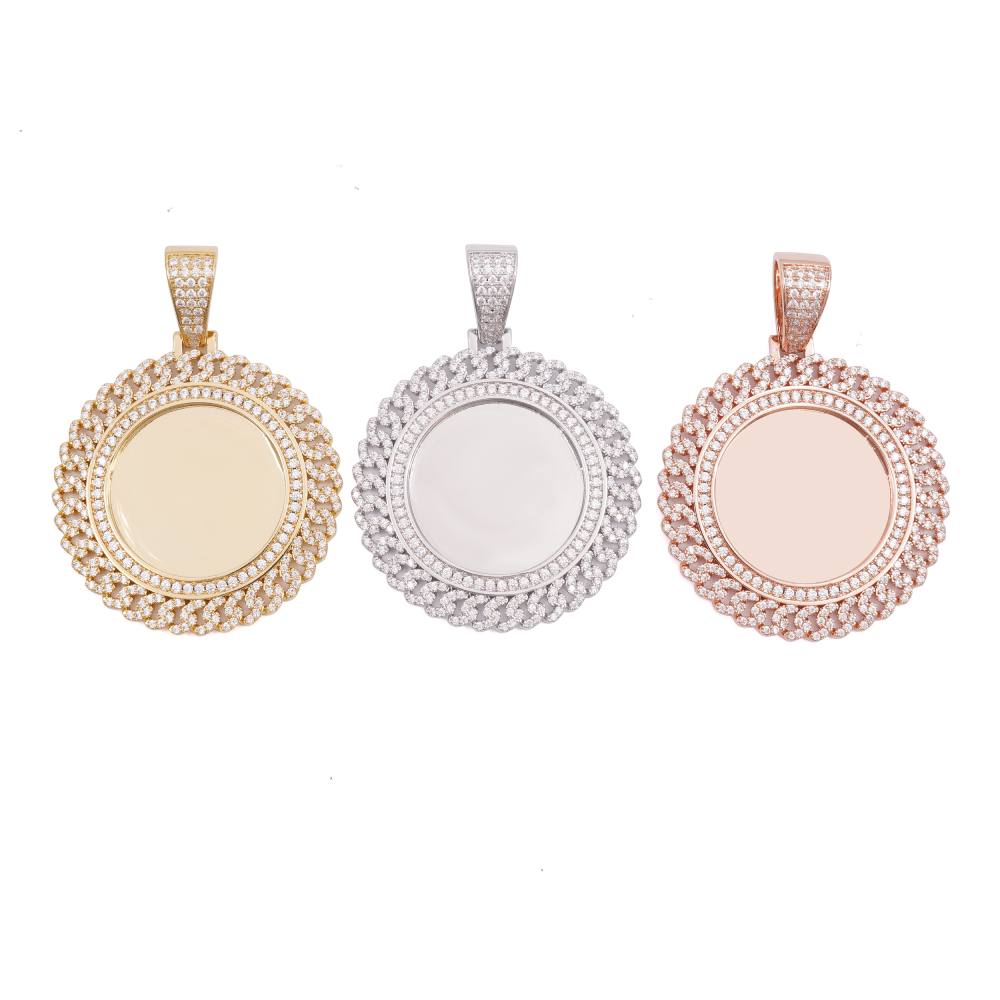 Moissanite Circle Cuban Photo Pendant、mySite、hinf8tx79