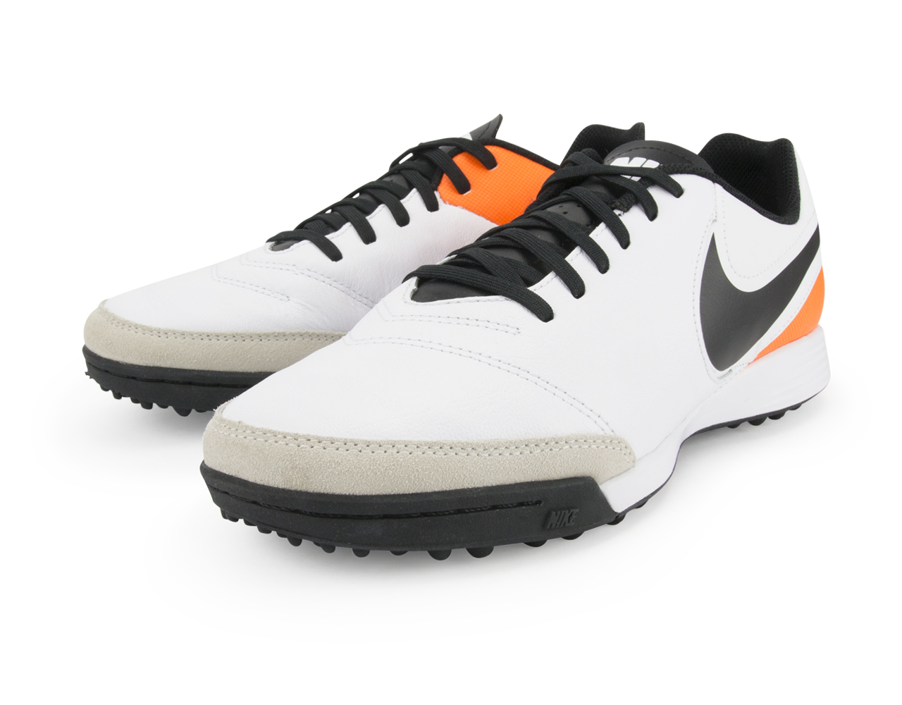 Nike Men's Tiempo Genio Leather Turf Soccer Shoes White/Black/Total Orange、mySite、bottomscart