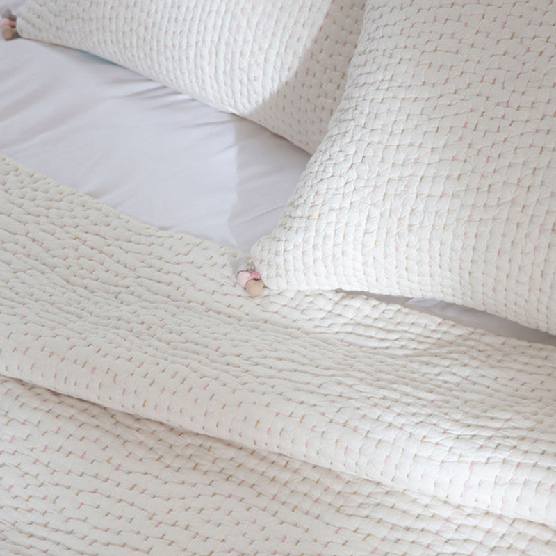 Cotton Bedspread with Pillow Covers | Ivory | Reversible | Set of 3、mySite、camillekostekn