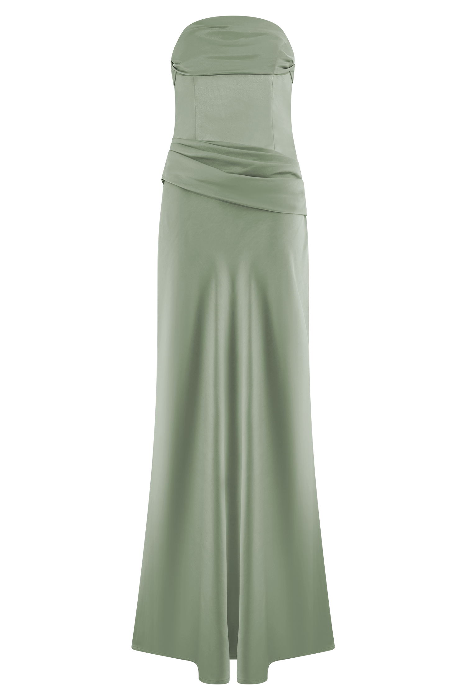 Jasmine Strapless Satin Maxi Dress - Sage、mySite、solidvoid