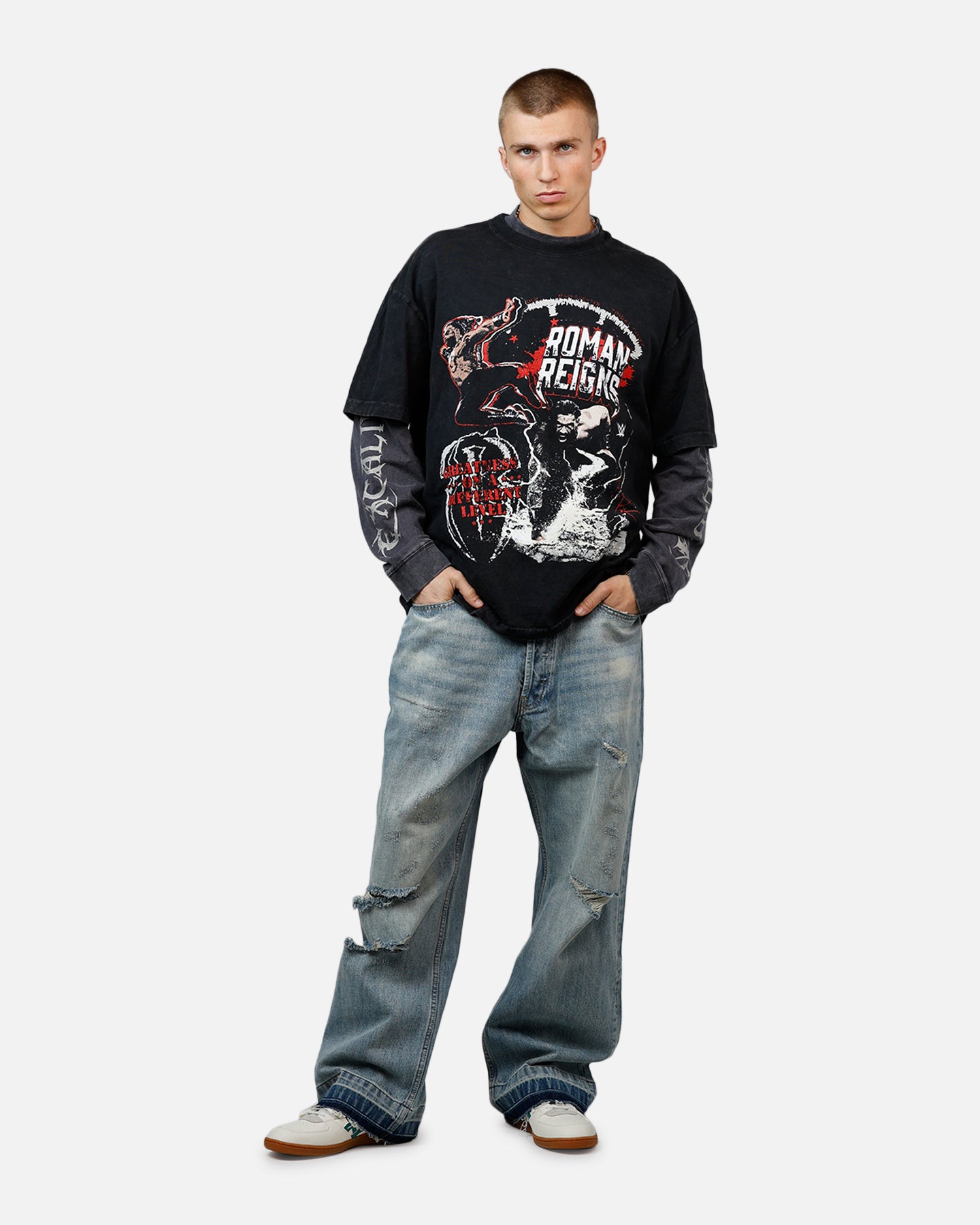 Culture Kings X WWE Roman Reigns Wrestlemania XLI Vintage T-Shirt Black Acidwash、mySite、zt4zffjzw