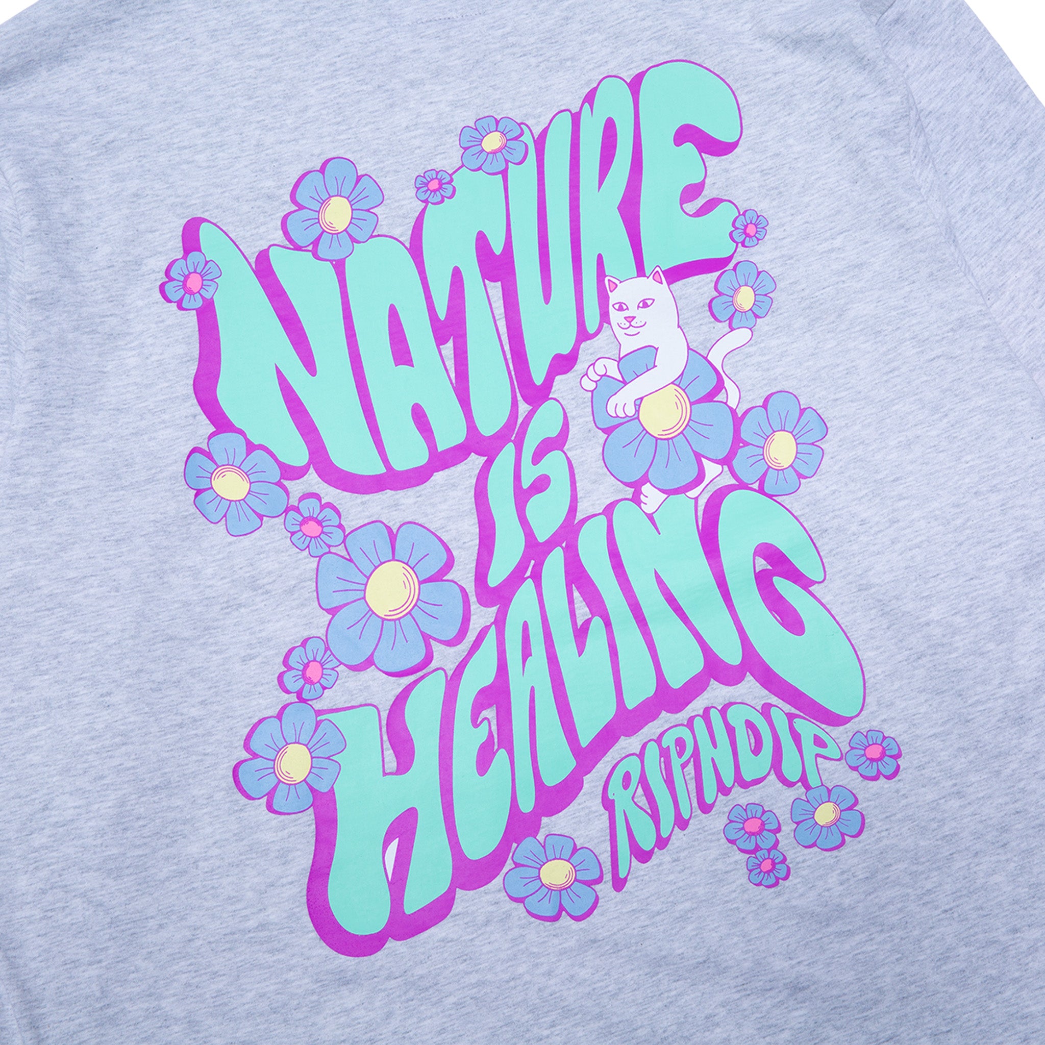  Nature Is Healing Double Sleeve Tee (Ash Heather/Pink)、mySite、merchandisen