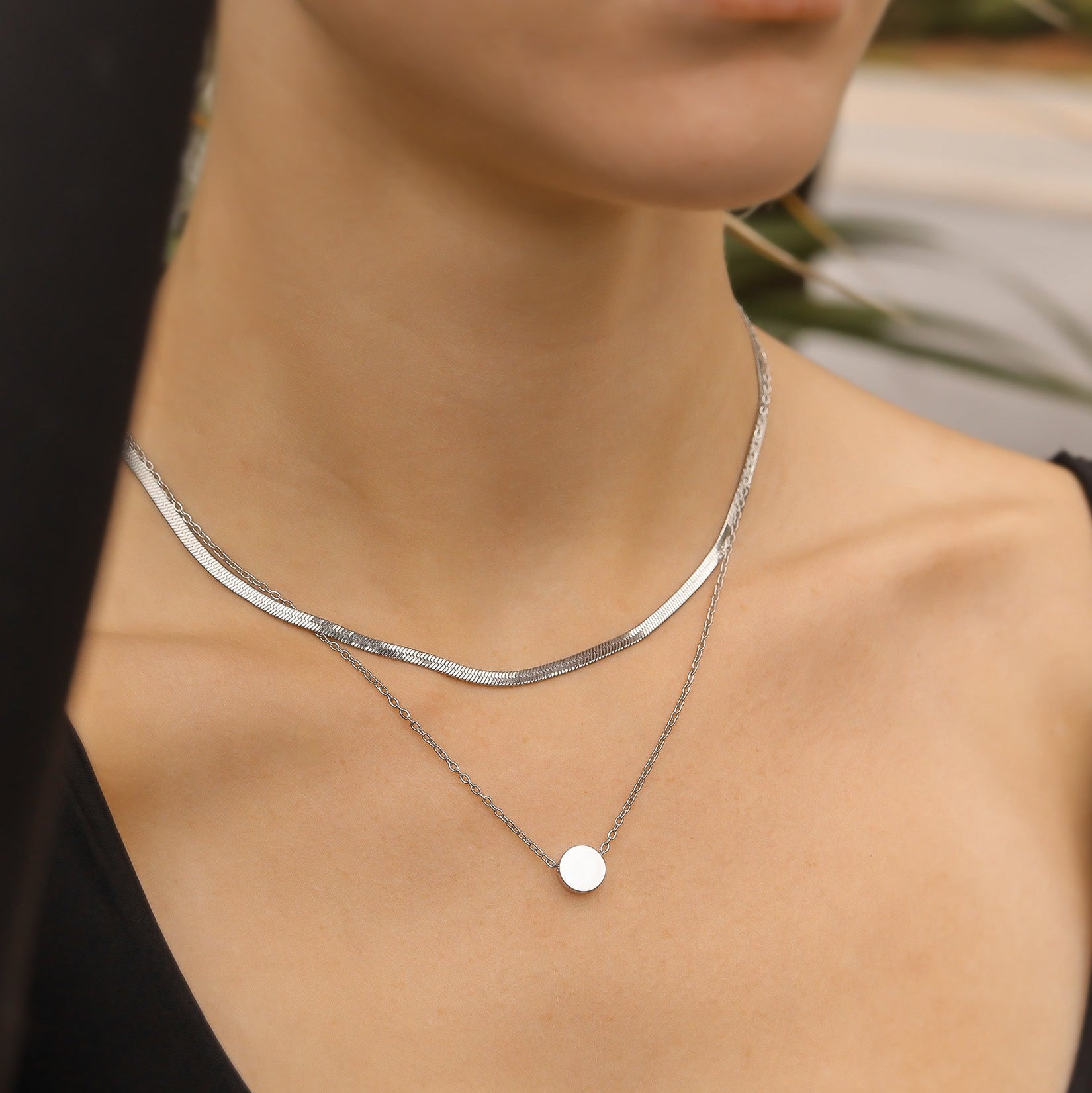 18K Gold PVD Stainless Steel Mini Circle Necklace / SBB0344、mySite、dreamappss