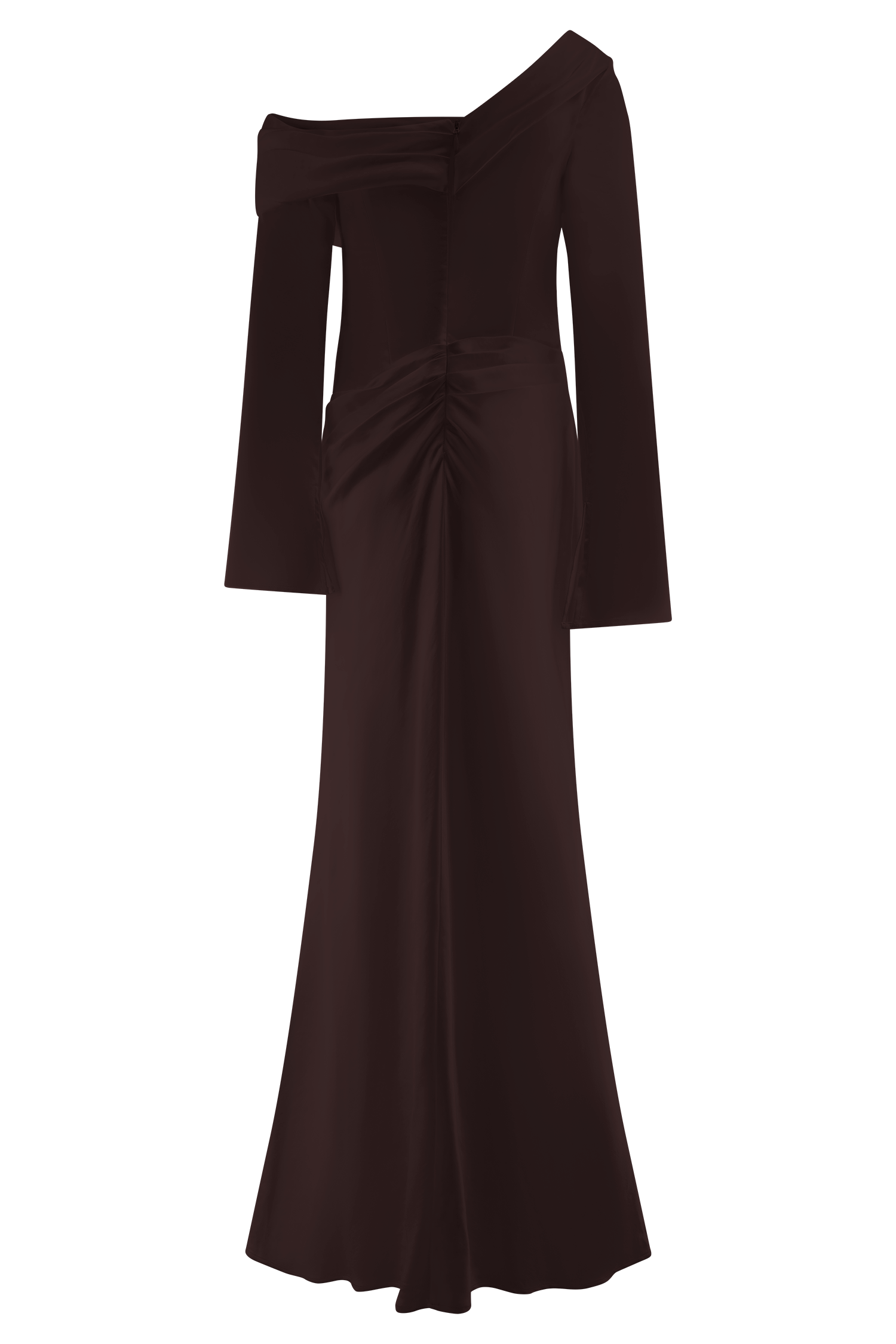 Iris Long Sleeve Satin Maxi Dress - Dark Chocolate、mySite、solidvoid