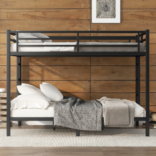 Metal Queen over Queen Bunk Bed for Teens and Adults,Space-Saving/Noise Reduced/No Box Spring Needed, Black、、casual