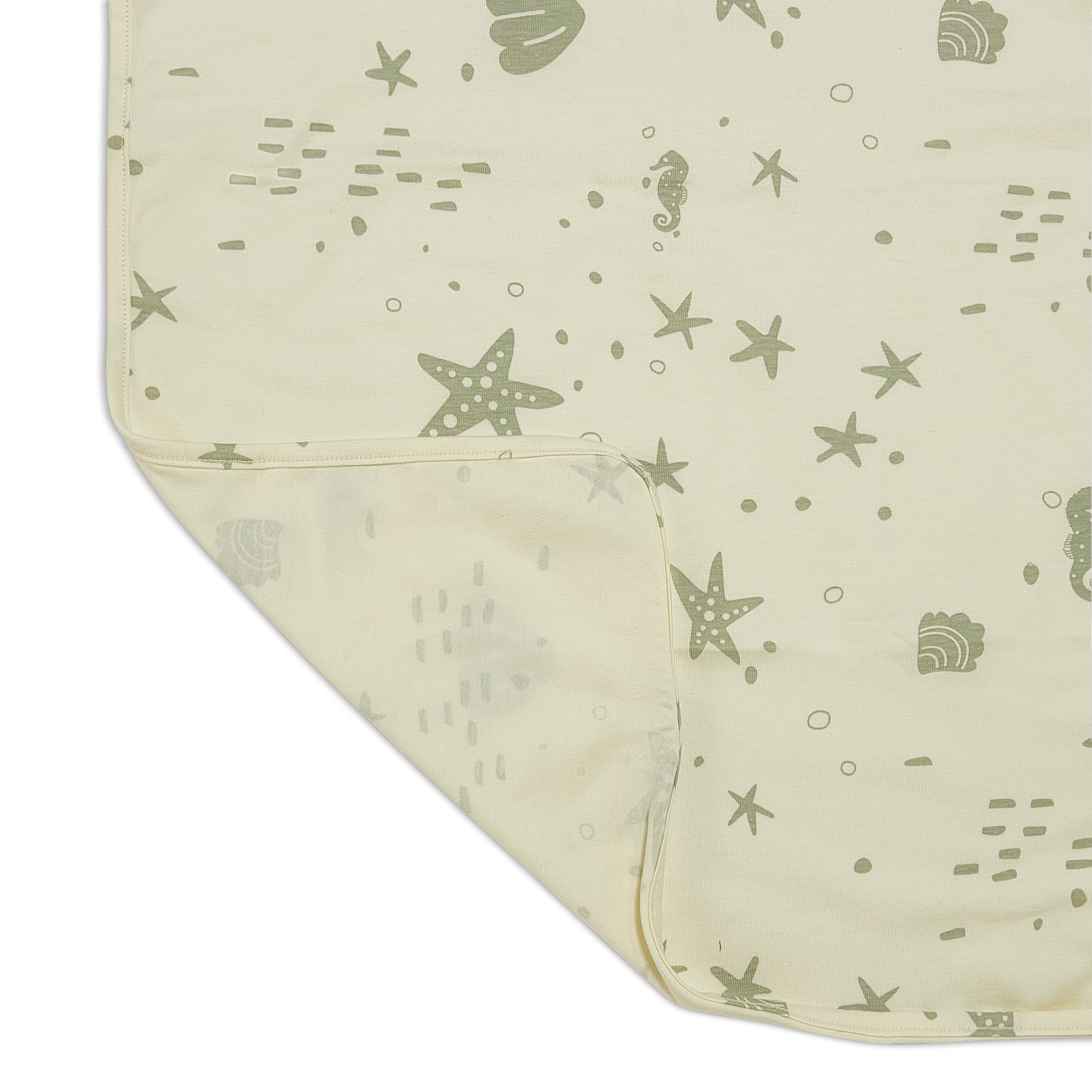 RETIRED - Organic Print Receiving Blanket - Sugar Cookie Seashells、mySite、g9winljtr