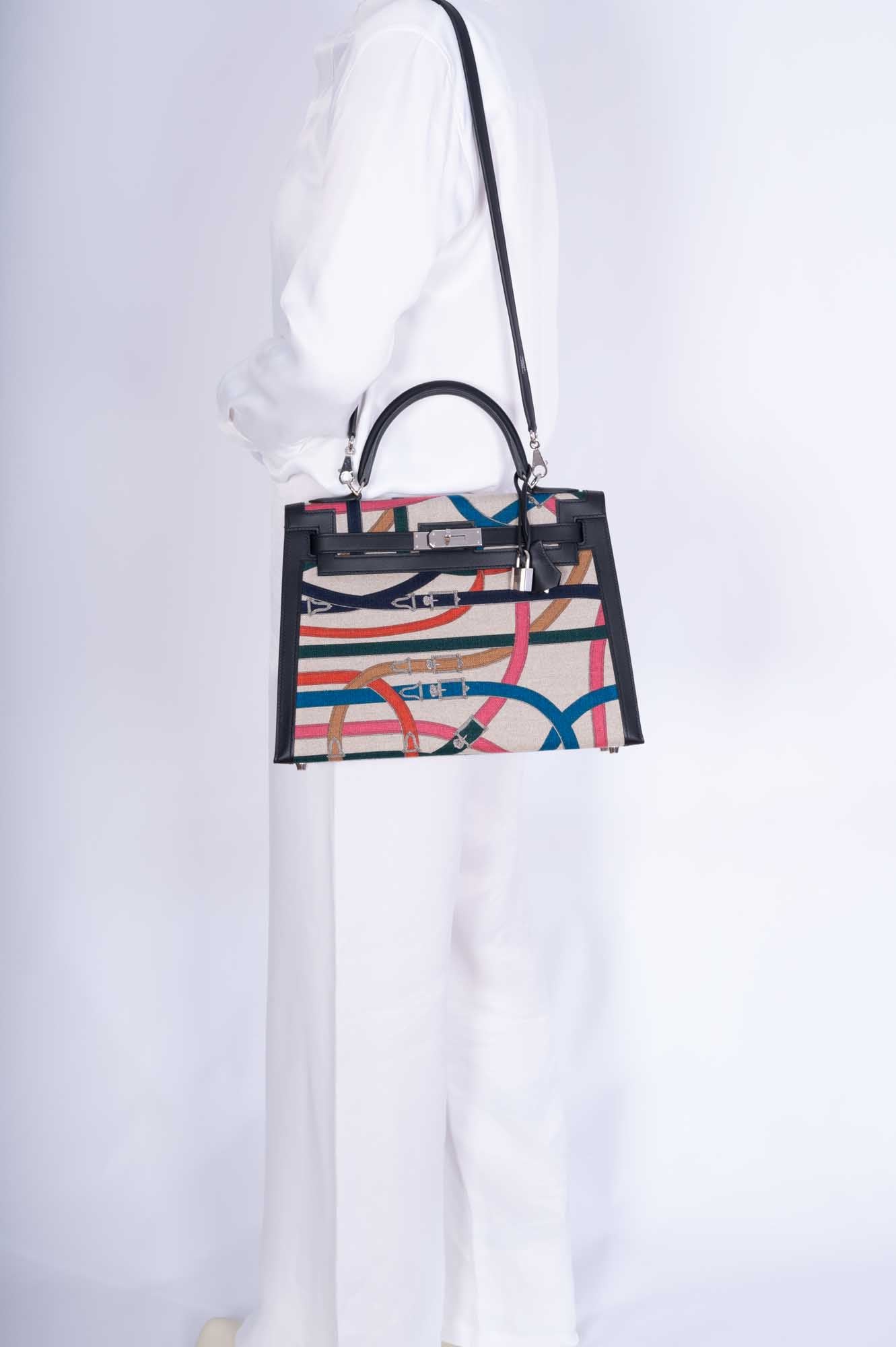 Hermès Kelly 32 Sellier Toile De Camp Cavalcadour Palladium Hardware、mySite、garminoutage.com