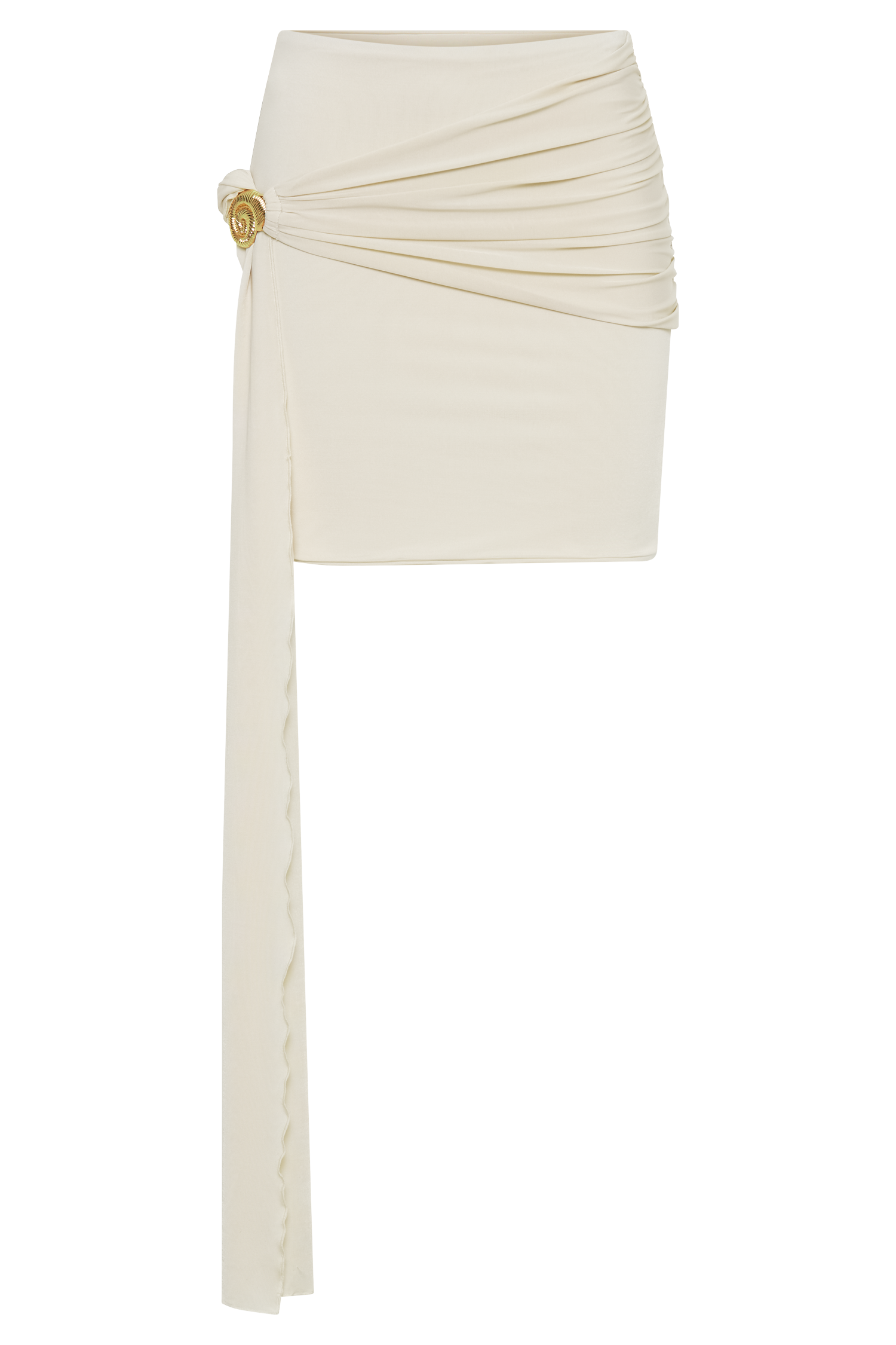 Maggie Slinky Mini Skirt With Shell Hardware - Ivory、mySite、solidvoid