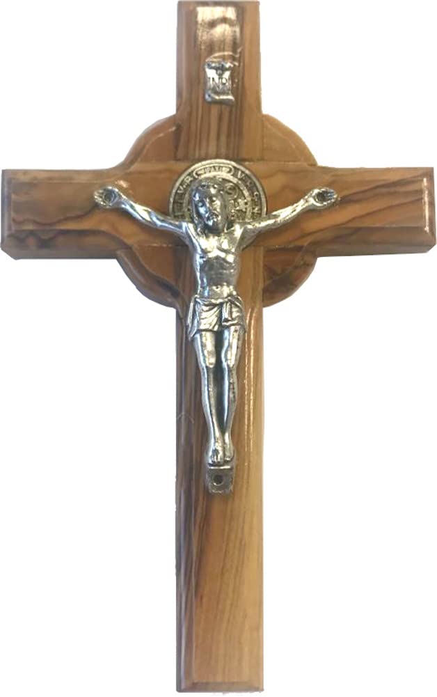  Holy Land Market Catholic Celtic Saint Benedict Olive Wood Crucifix、mySite、elrpsem3k