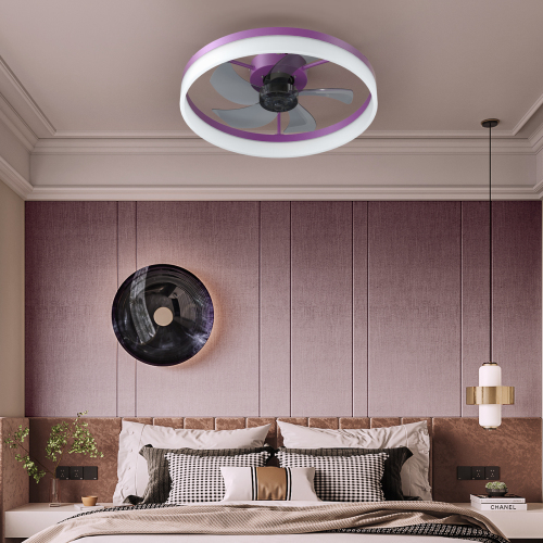 Ceiling Fans with Lights Dimmable LED Embedded installation of thin modern ceiling fans(Pink)、、eastwooduniform