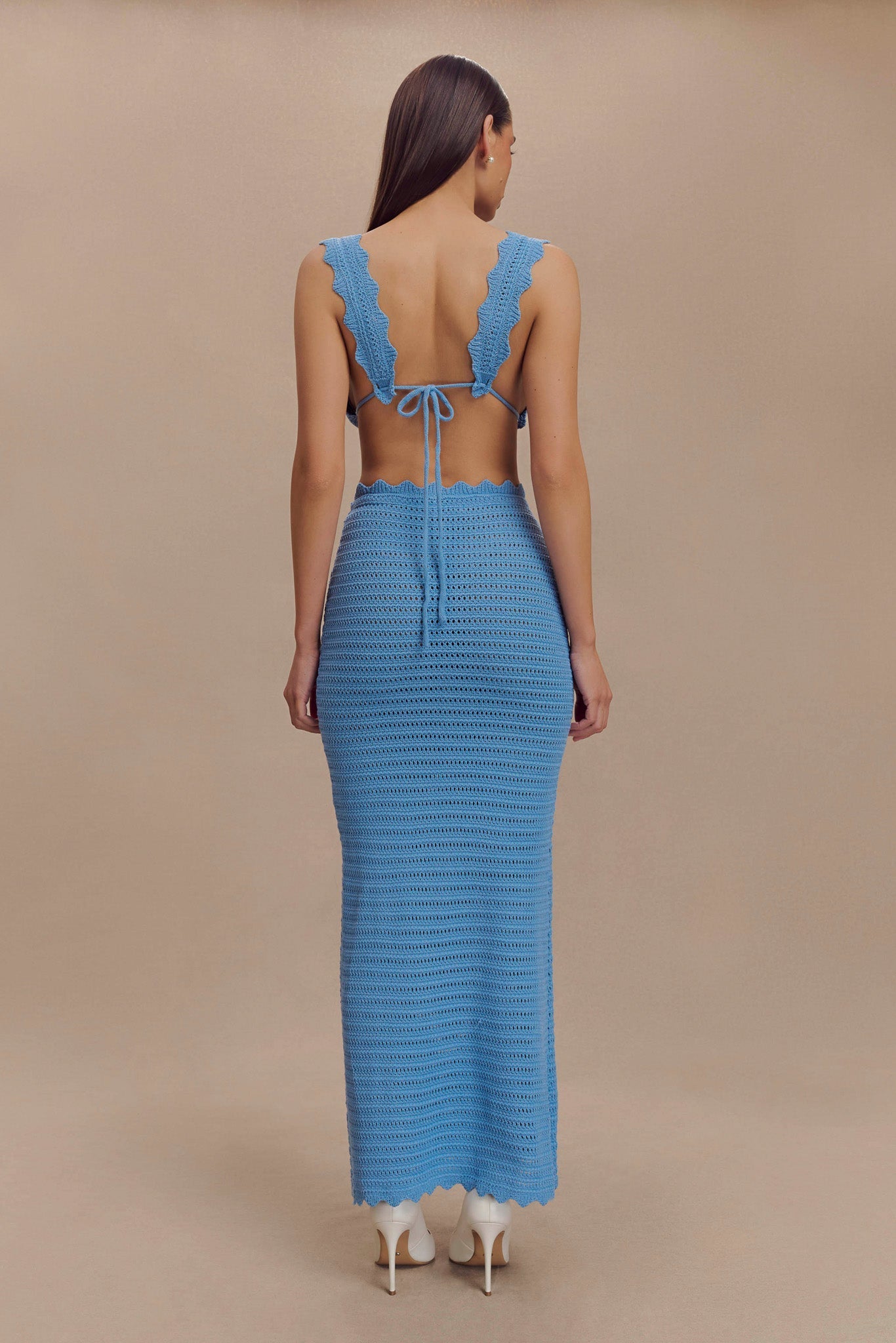 Jadia Crochet Fishtail Maxi Skirt - Cornflower Blue、mySite、solidvoid