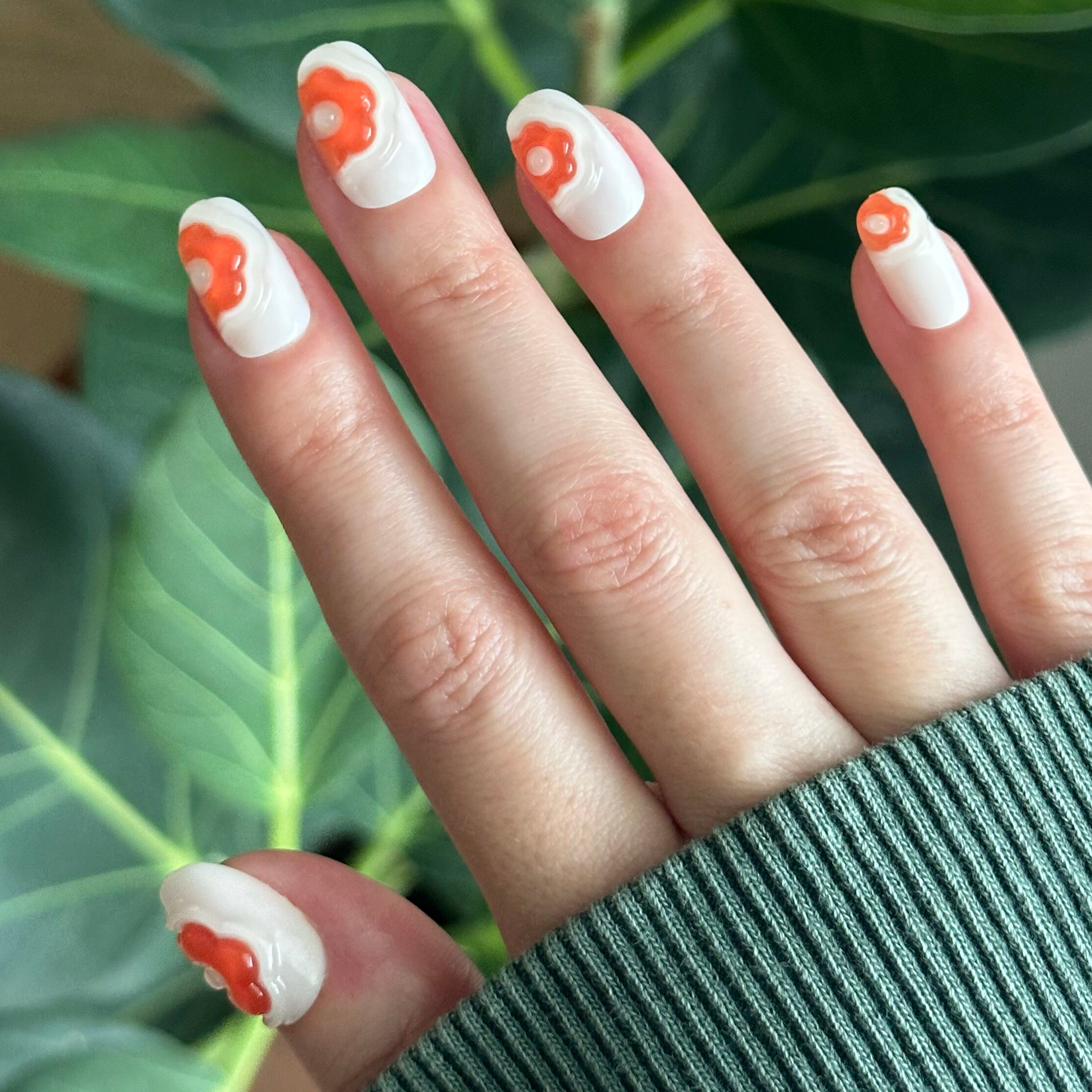 Puffy Bubble Flowers - Press-On | Short | Round、mySite、solidvoid