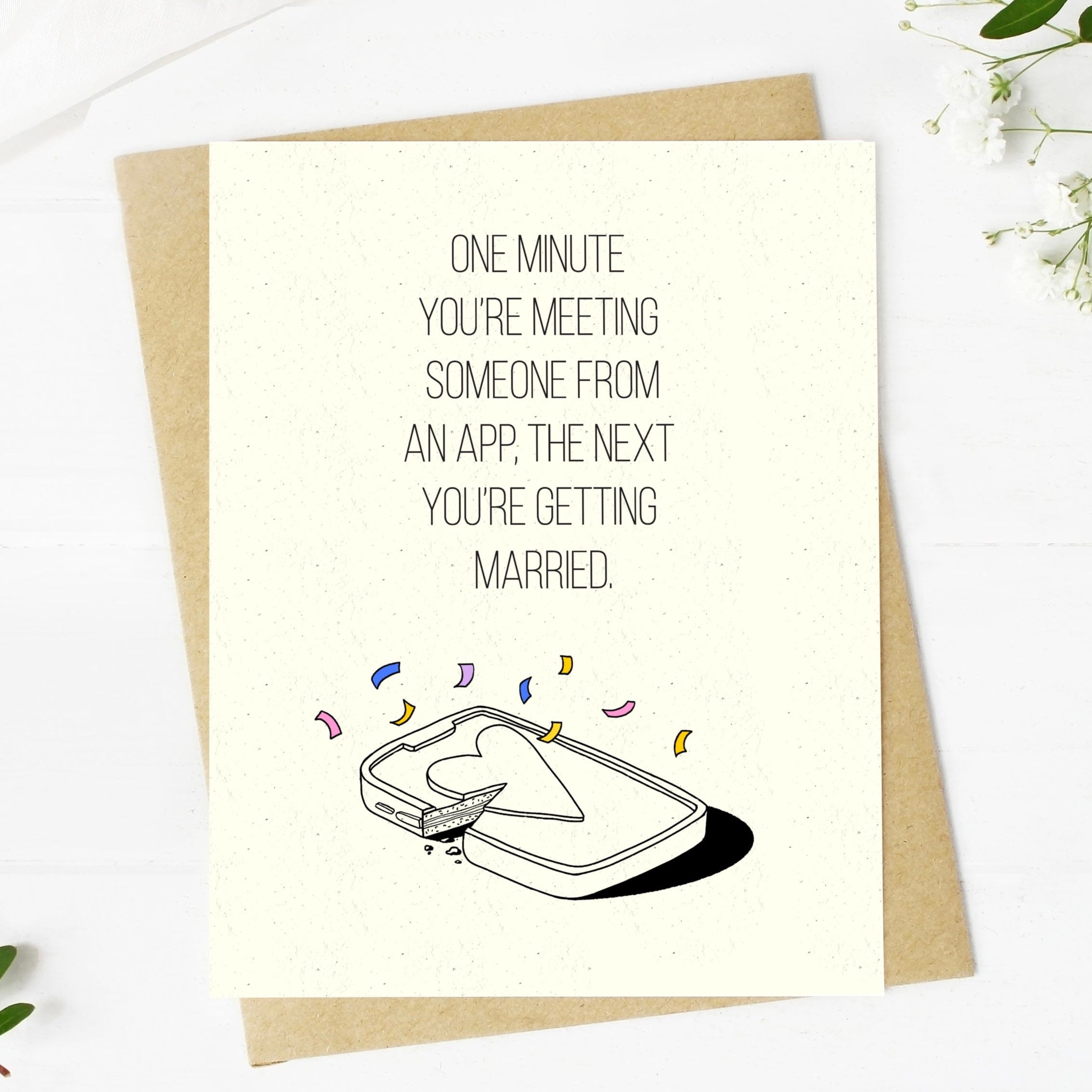  One Minute You're Meeting Someone From An App Wedding Card、mySite、elrpsem3k