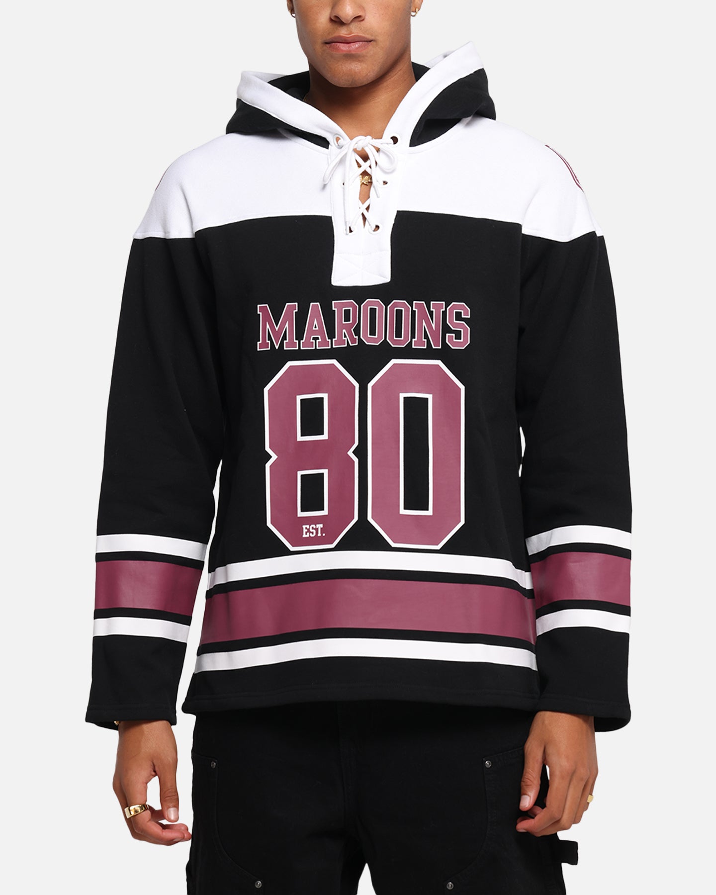 Queensland Rugby League Queensland Maroons Panel Hoodie Black、mySite、zt4zffjzw