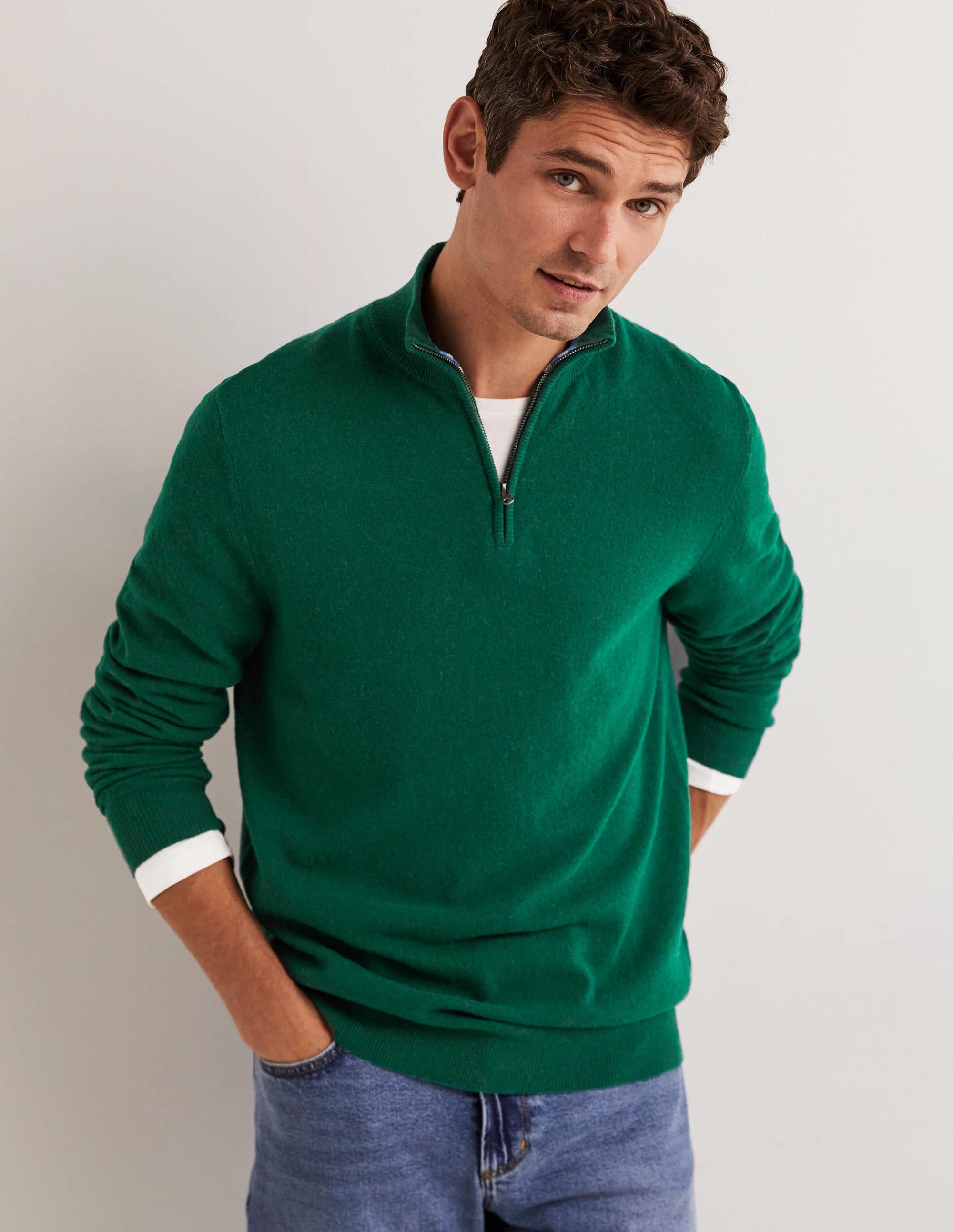  Lambswool Half-Zip-Forest Green、mySite、ashleygrahame