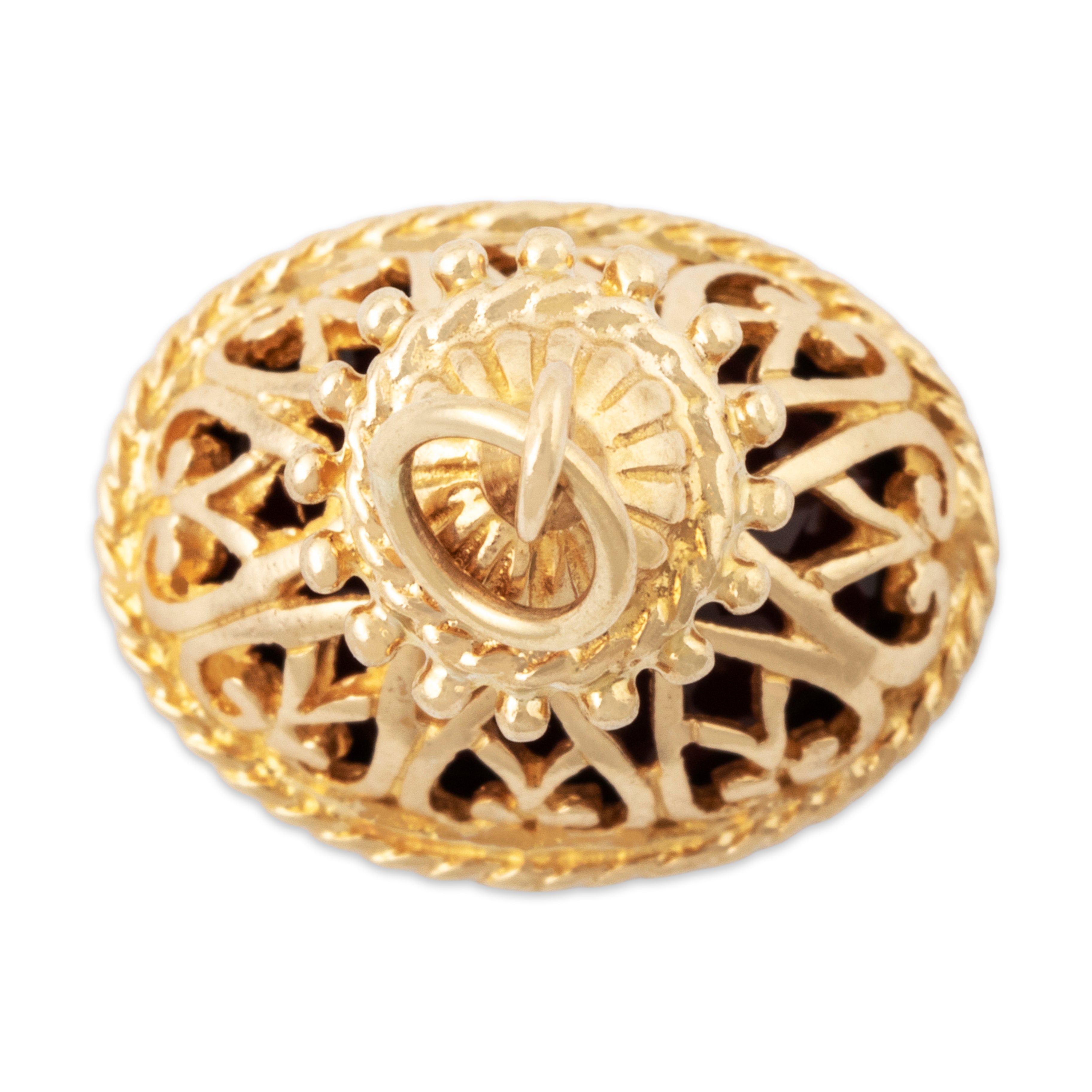 Vintage Heavy 14k Yellow Gold 9ct Synthetic Ruby Openwork Fob Charm / Pendant、mySite、hinf8tx79