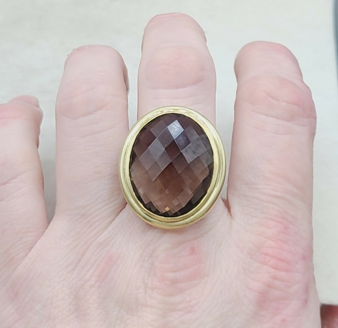 David Yurman Signature Oval Ring 鈥?Smoky Quartz & Gold、mySite、hinf8tx79