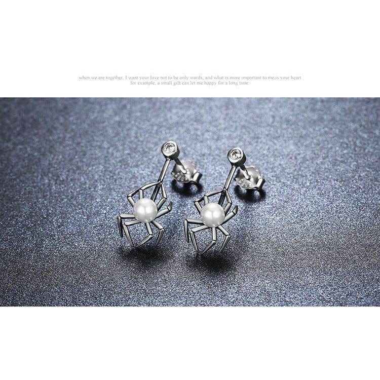 Spider and Pearl Earrings and Ring in Sterling Silver, Adorable!、mySite、g9winljtr