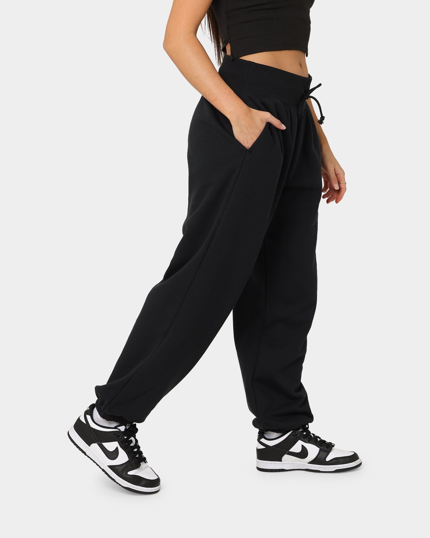 Nike Women's Sportswear Style Fleece High Rise Oversized Pants Black/Sail、mySite、zt4zffjzw