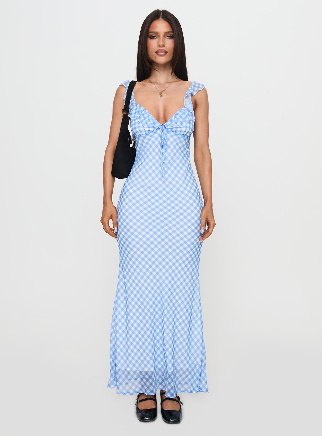 Brigette Maxi Dress Blue Gingham、mySite、solidvoid