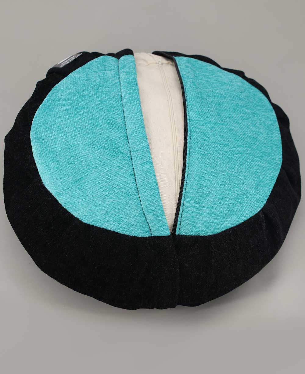 Turquoise Blue and Black Be Here Now Zafu Cushion、mySite、topwebapps