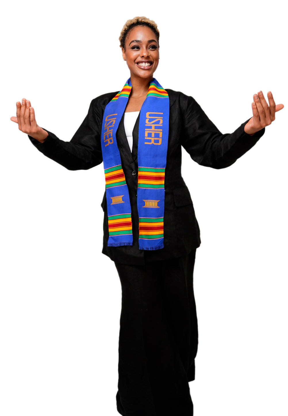 Usher Handwoven Kente Cloth Scarf-Sash DP1550、mySite、solidvoid