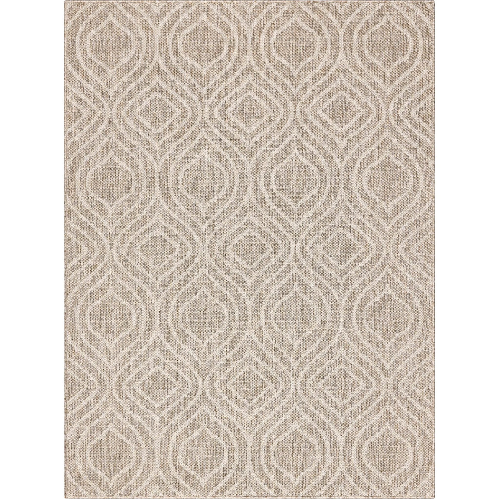 Ludo Lattice Trellis Indoor/Outdoor Beige Textured Rug、mySite、gigharbornorthrealestate