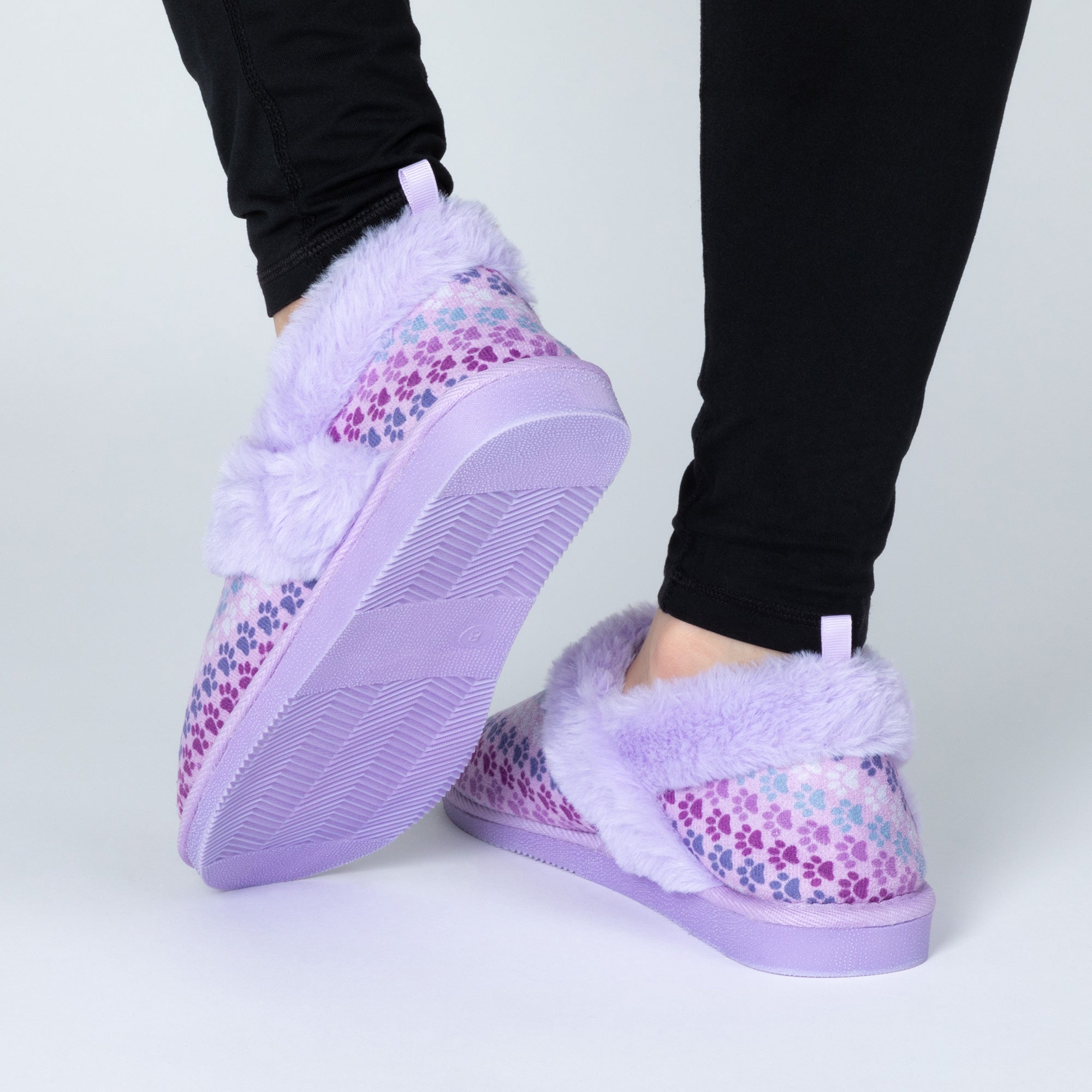 Paw Print Faux Fur Lined Indoor/Outdoor Slippers、mySite、camillekostekn