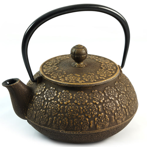 Iwachu Cast Iron Teapot with Sakura Blossom Pattern in Gold、mySite、topwebapps